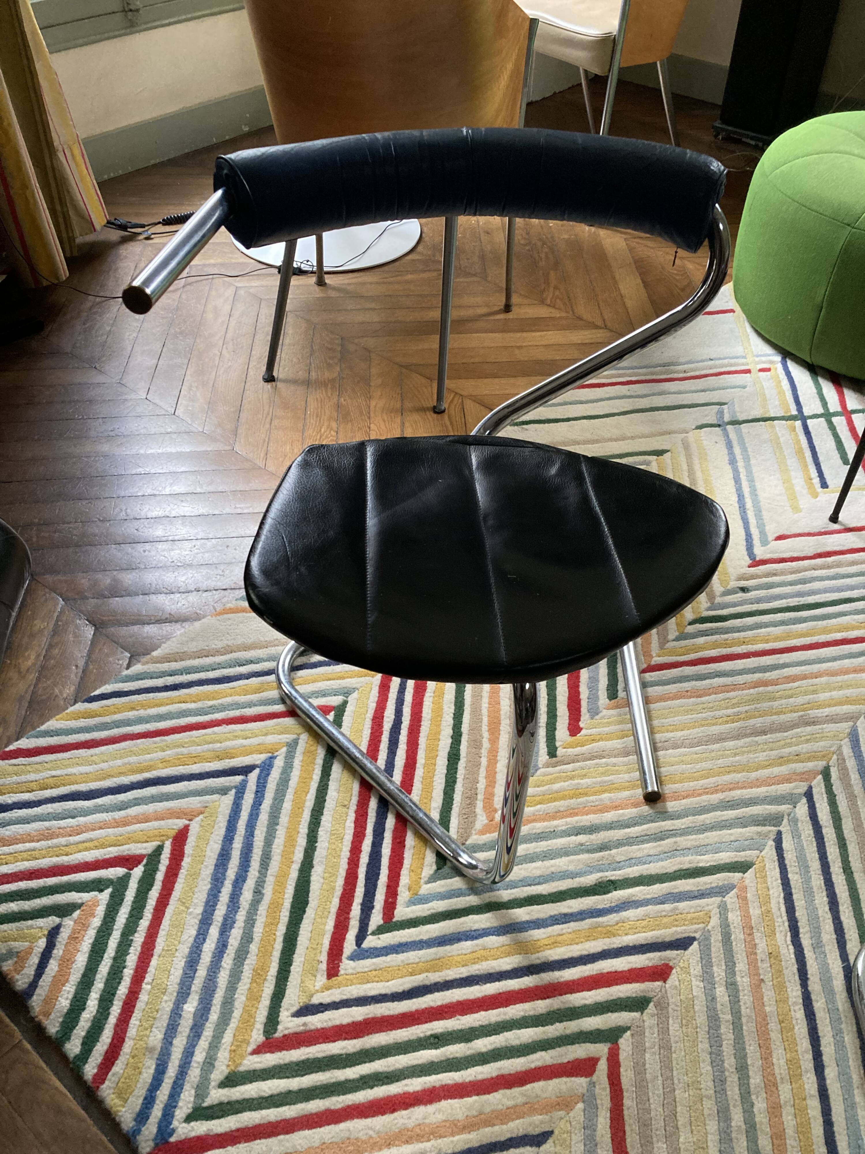 Steel and leather designer chairs - 1980s - Stefan Wewerka