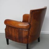 Vintage Dutch cognac coloured leather club chair