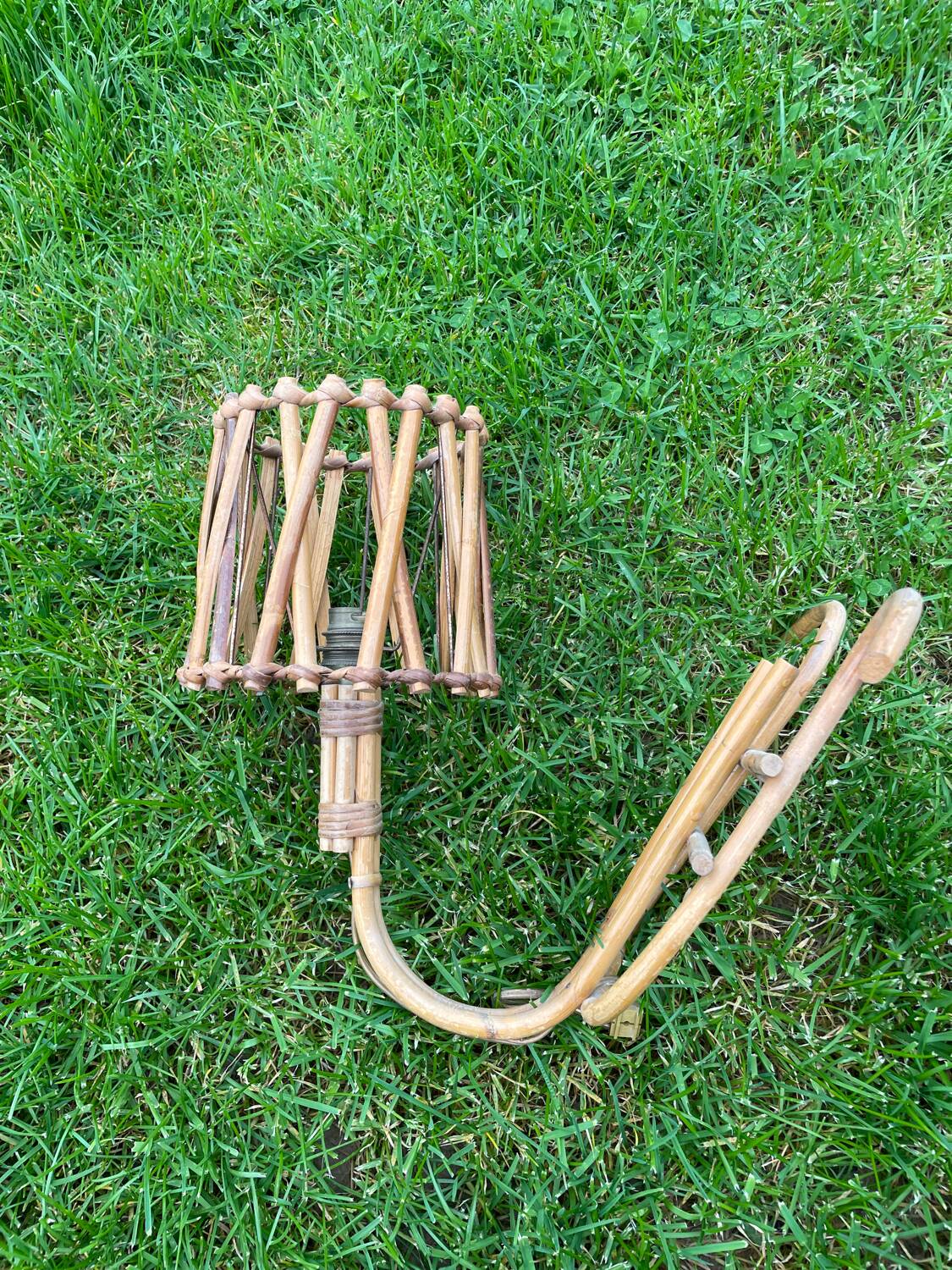 Vintage rattan wall lamp 1960