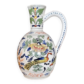Polychrome earthenware jug, hand-decorated with floral motifs