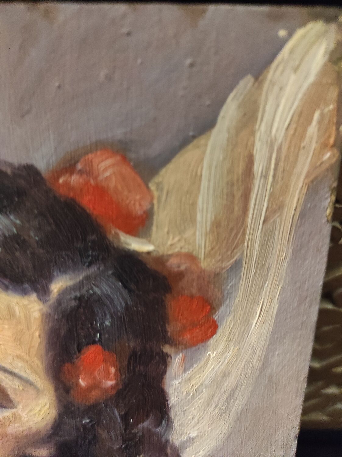 Portrait painting woman gypsy oil 30s signed