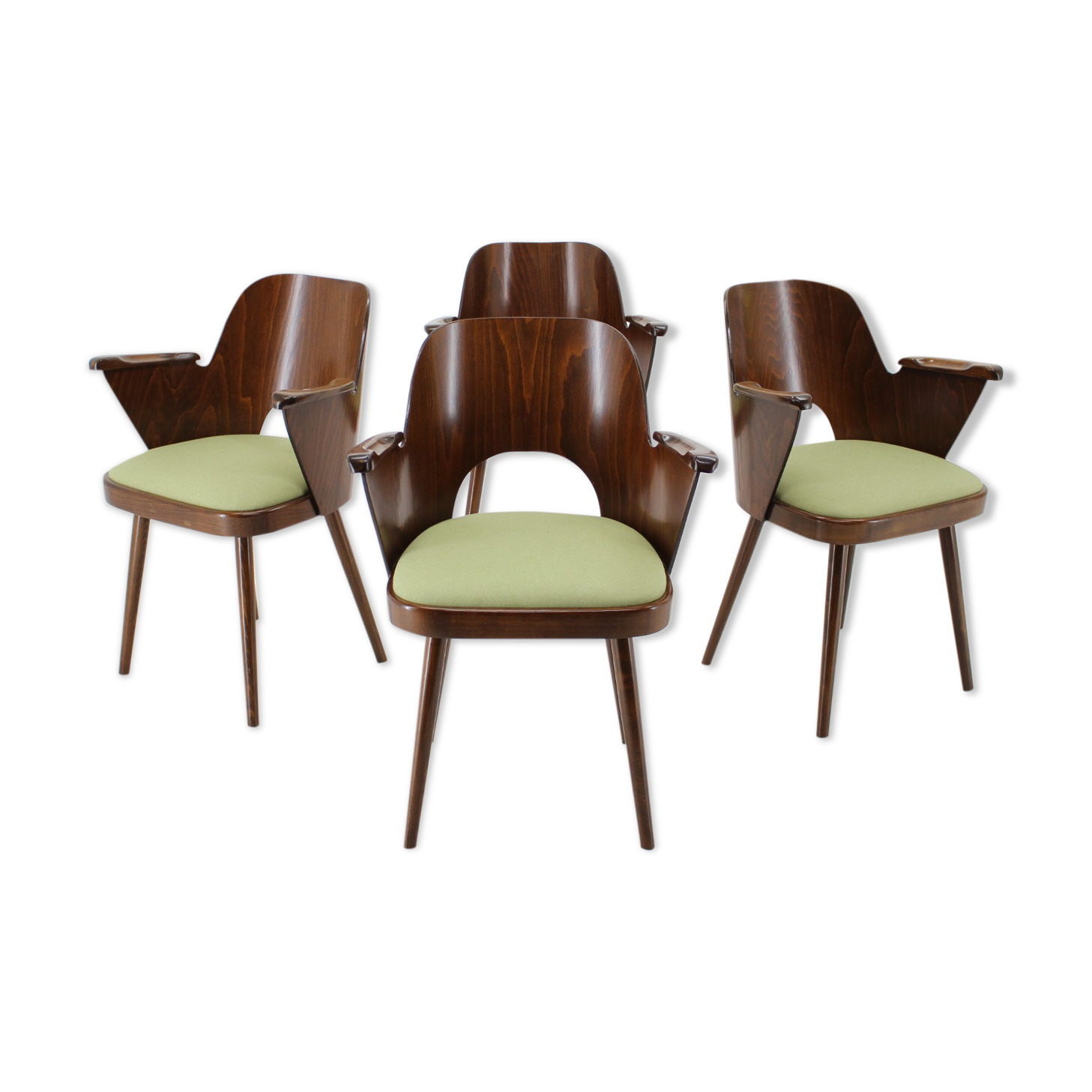 1960s set of four Oswald Haerdtl dining chairs, Czechoslovakia