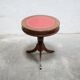 Vintage English pedestal table in wood and leather
