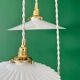 Vintage triple suspension lampshade in white opaline.