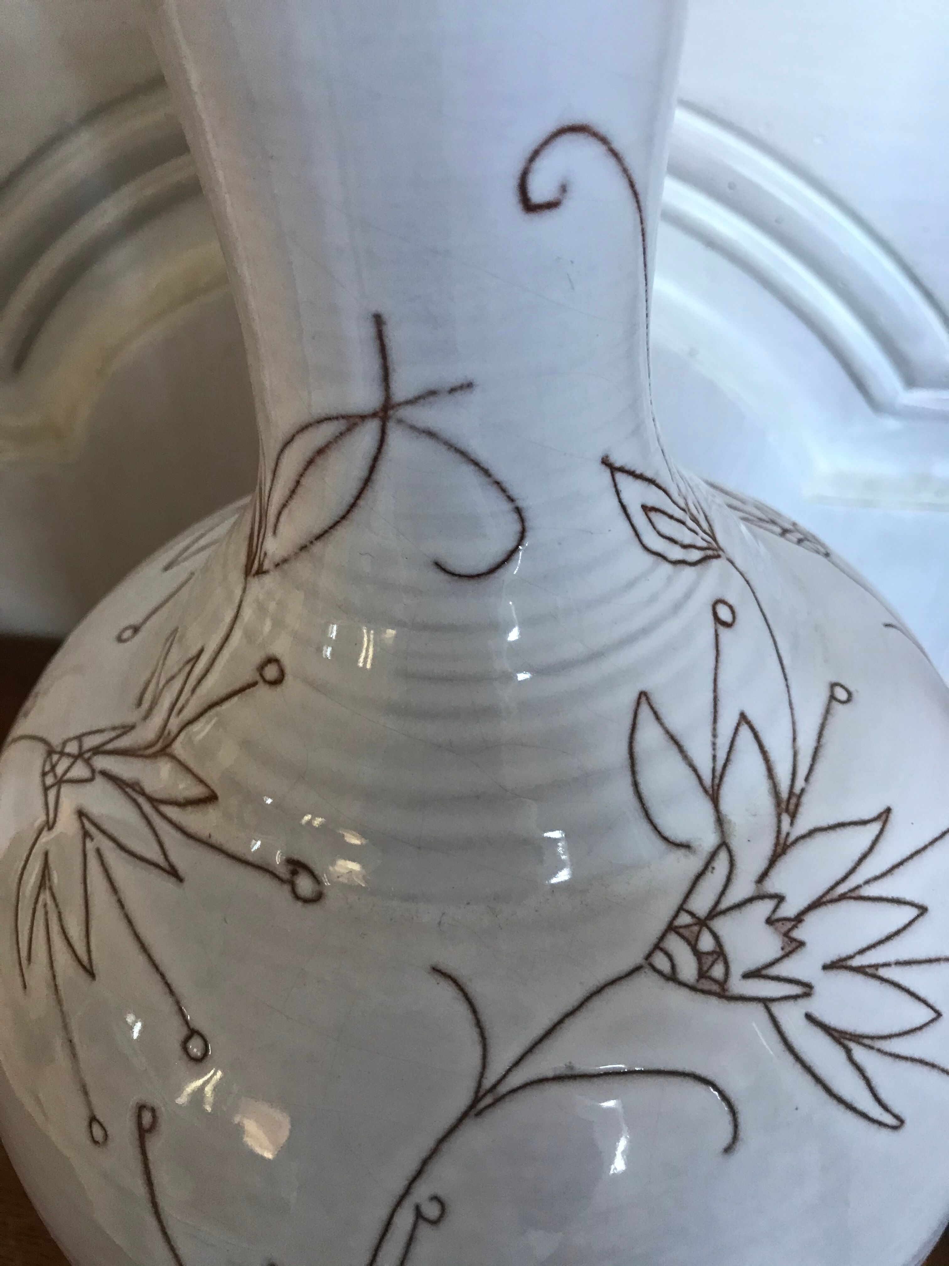 Vintage enamelled ceramic lamp base