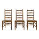 3x Chaises Échelle en Chêne et Rush, 1960s
