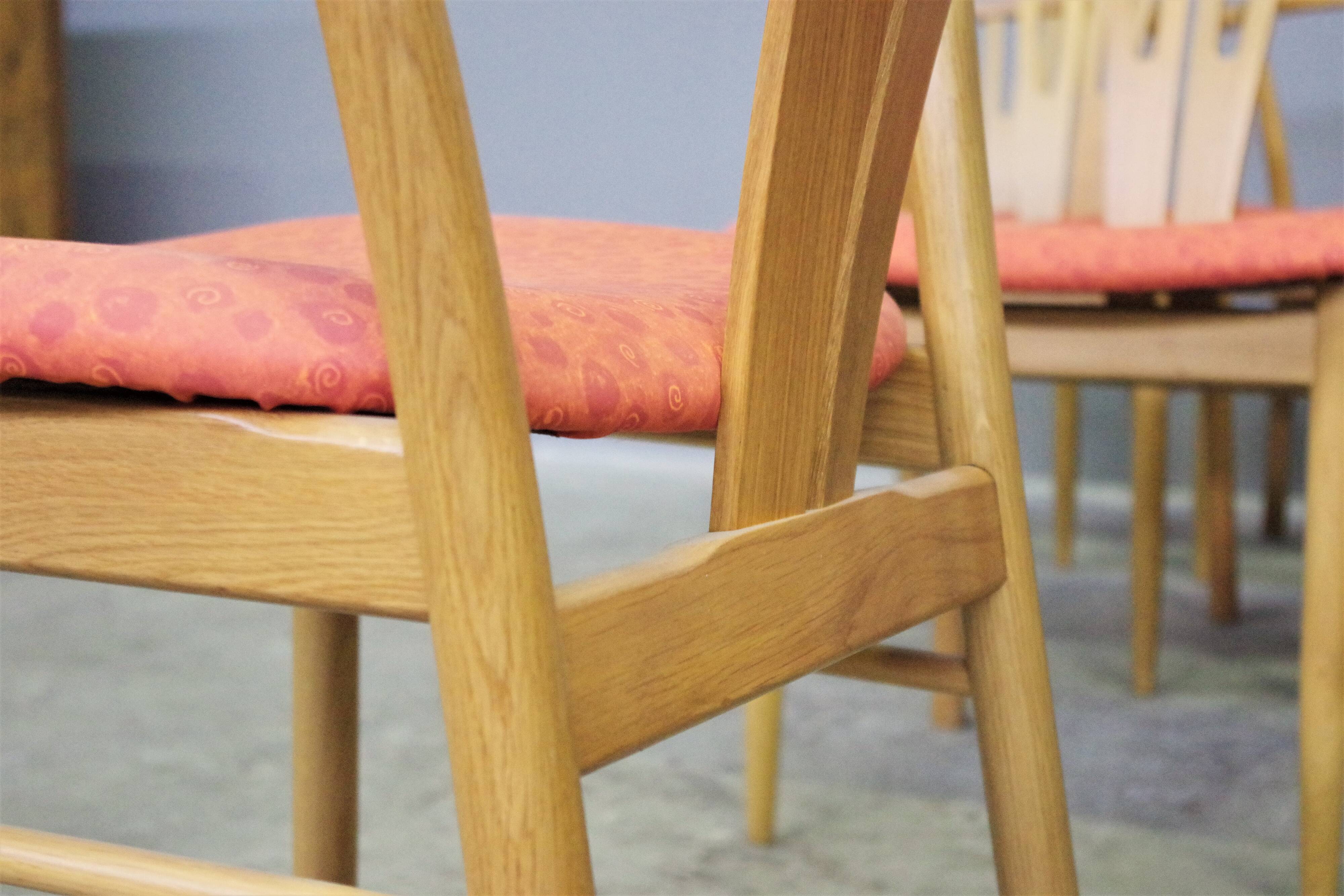 Set of 11 modern curved wood oak chairs