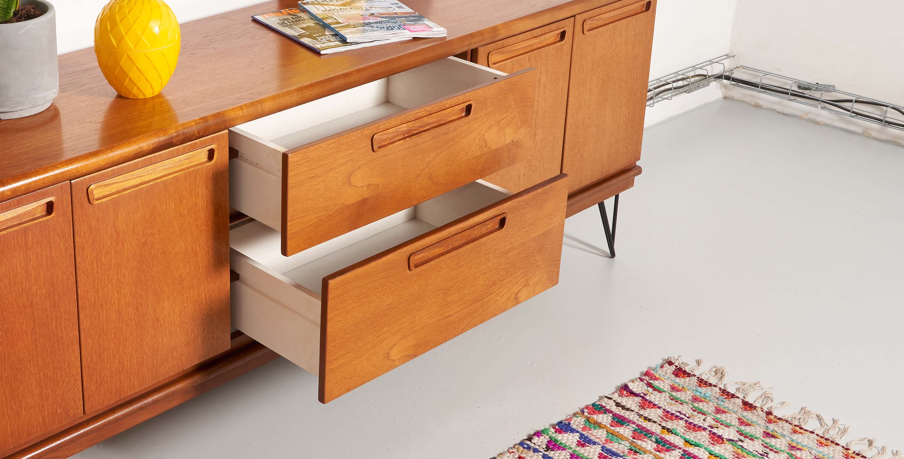 Sideboard feet metal vintage, Scandinavian style, 200cm