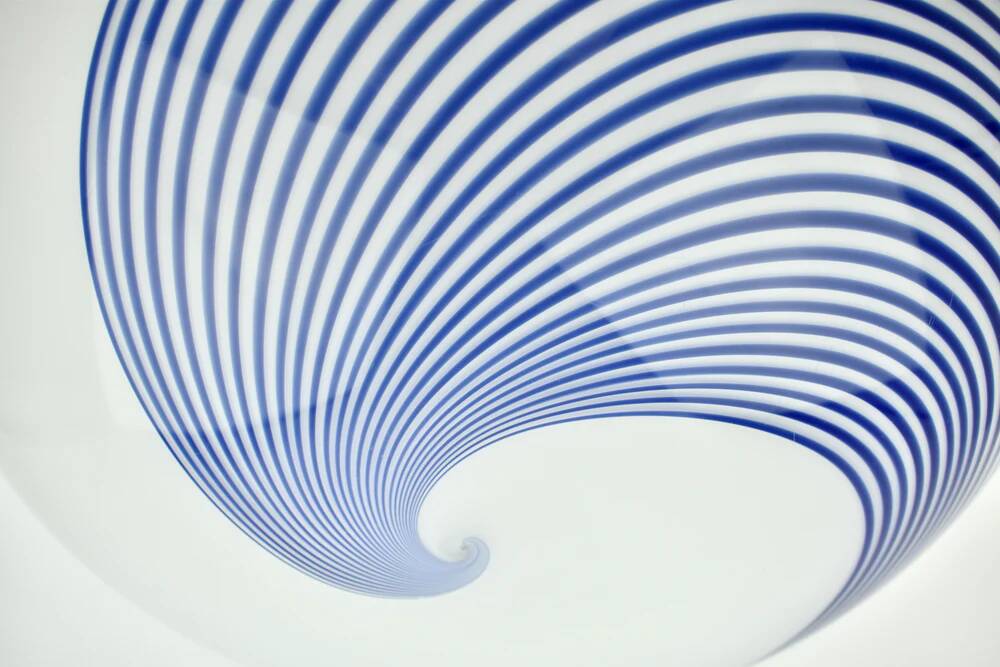 Vintage Murano glass cobalt blue swirl flush mount