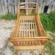 Former cradle bed baby rotin curved on vintage 60s roulettes
