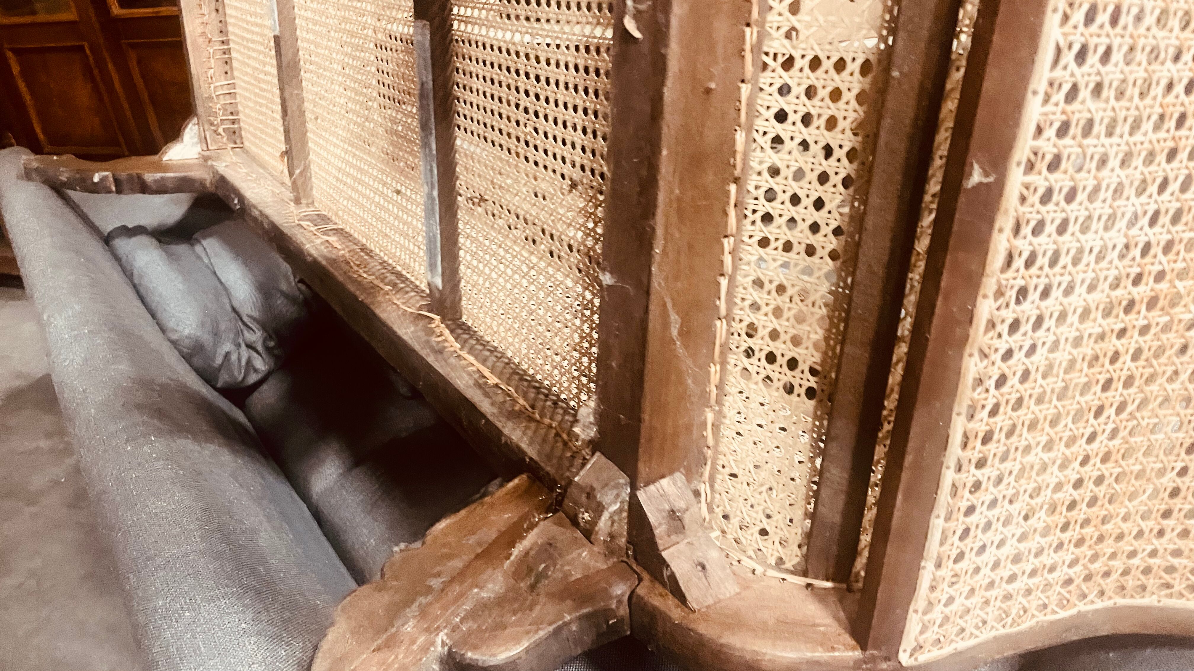 Antique rattan bench