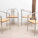 Chaise vintage en bois claire et pieds chromés