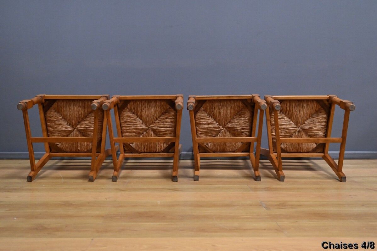 Set of 8 beech chairs – 1980