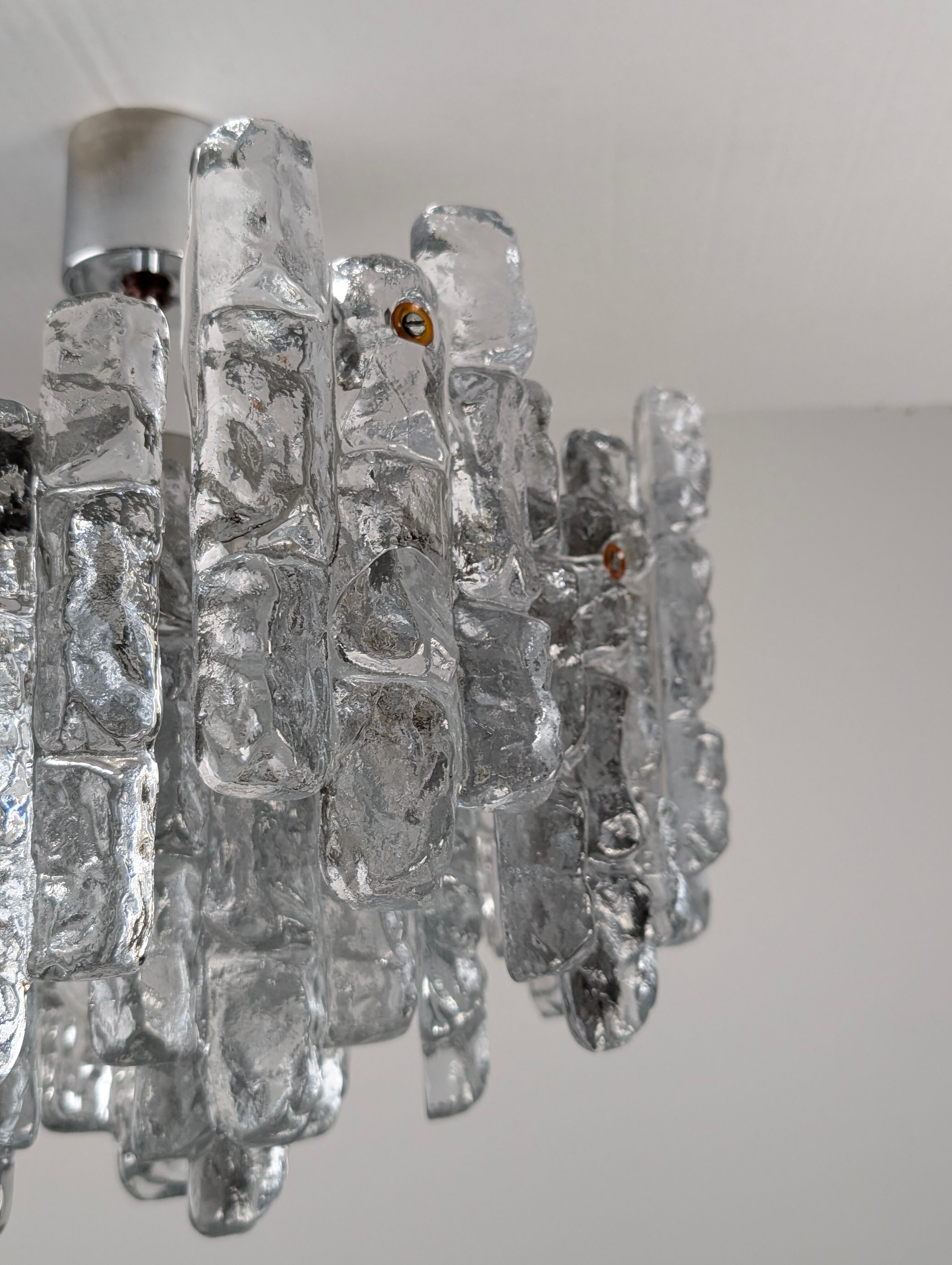 Kalmar Ice Glass chandelier, Austria, 1970s