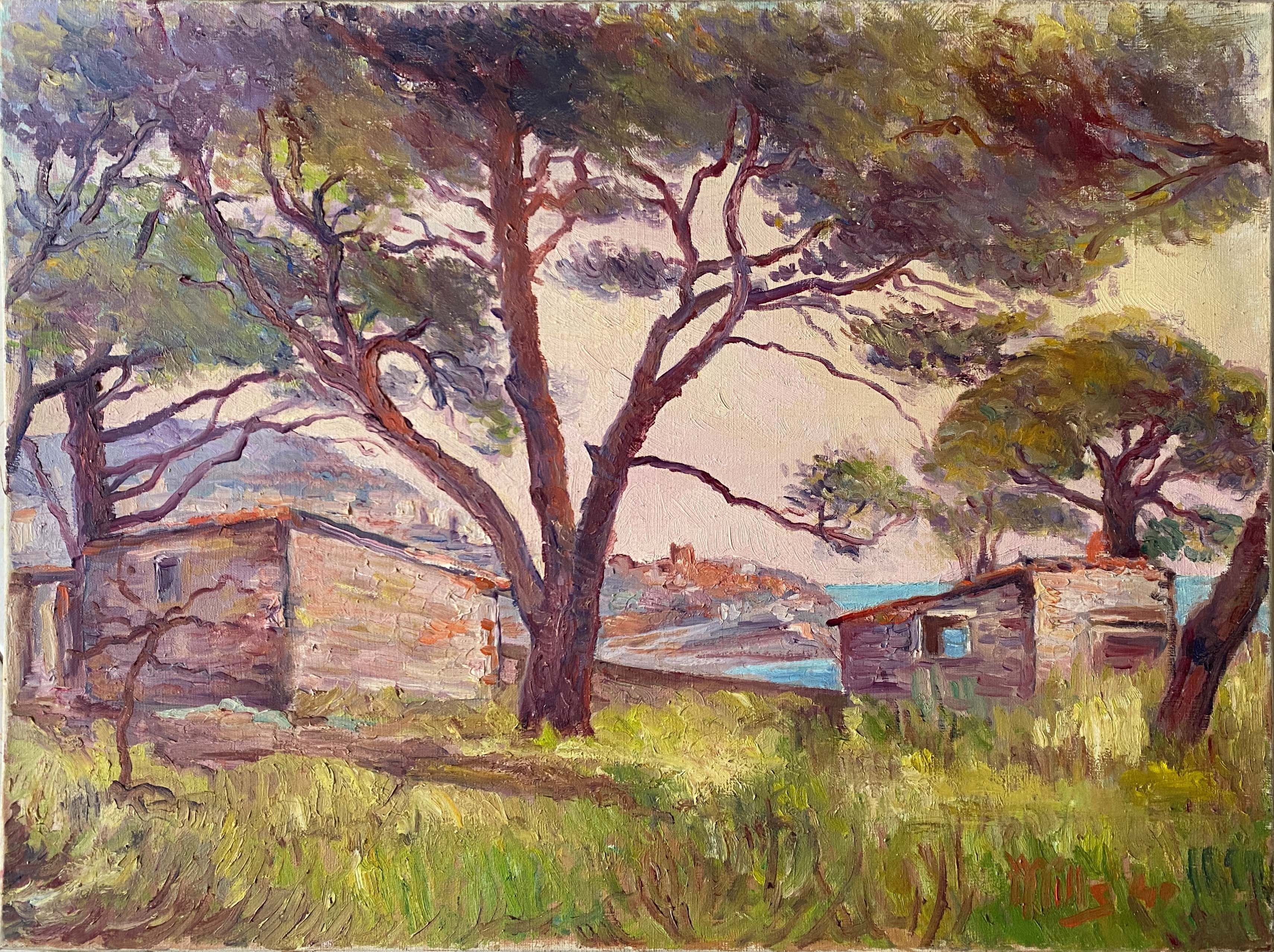 Tableau HST Marine signée Mills 1940 Environs de Nice
