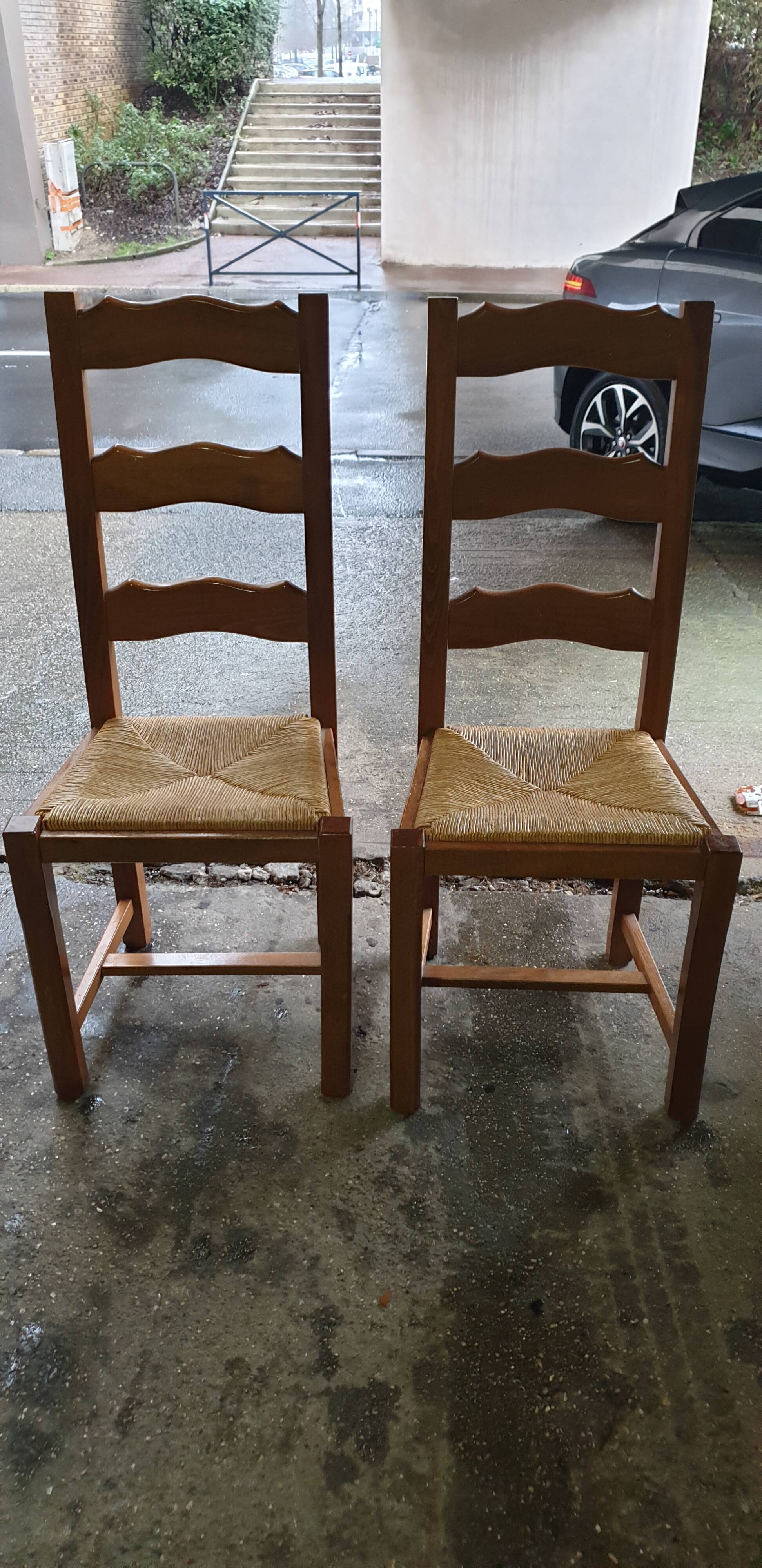 3 solid oak Paillé chairs