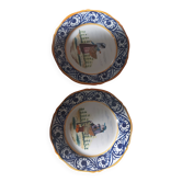 2 decorative Breton plates signed HB Quimper