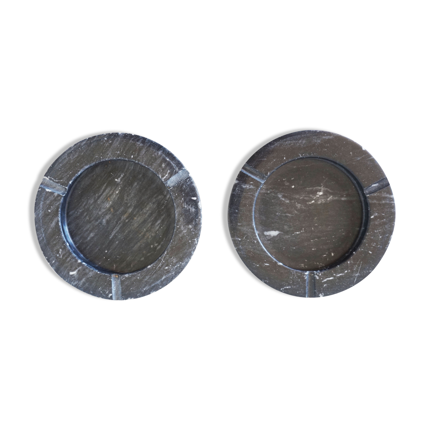 Pair of vintage ashtrays in black marble 1970