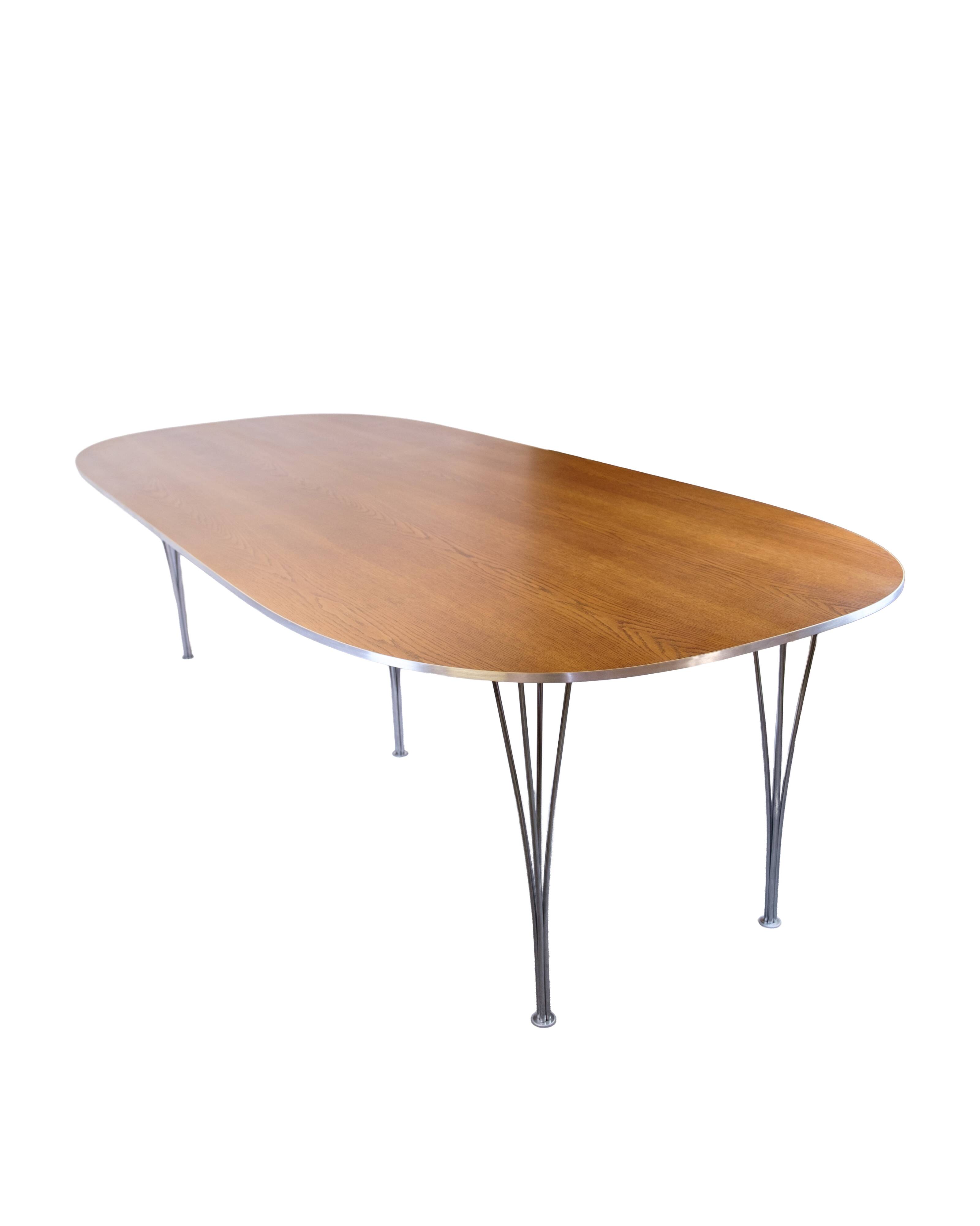 Conference table - Model Superellipse - oak surface with aluminum edge - Bruno Mathsson and Piet Hein