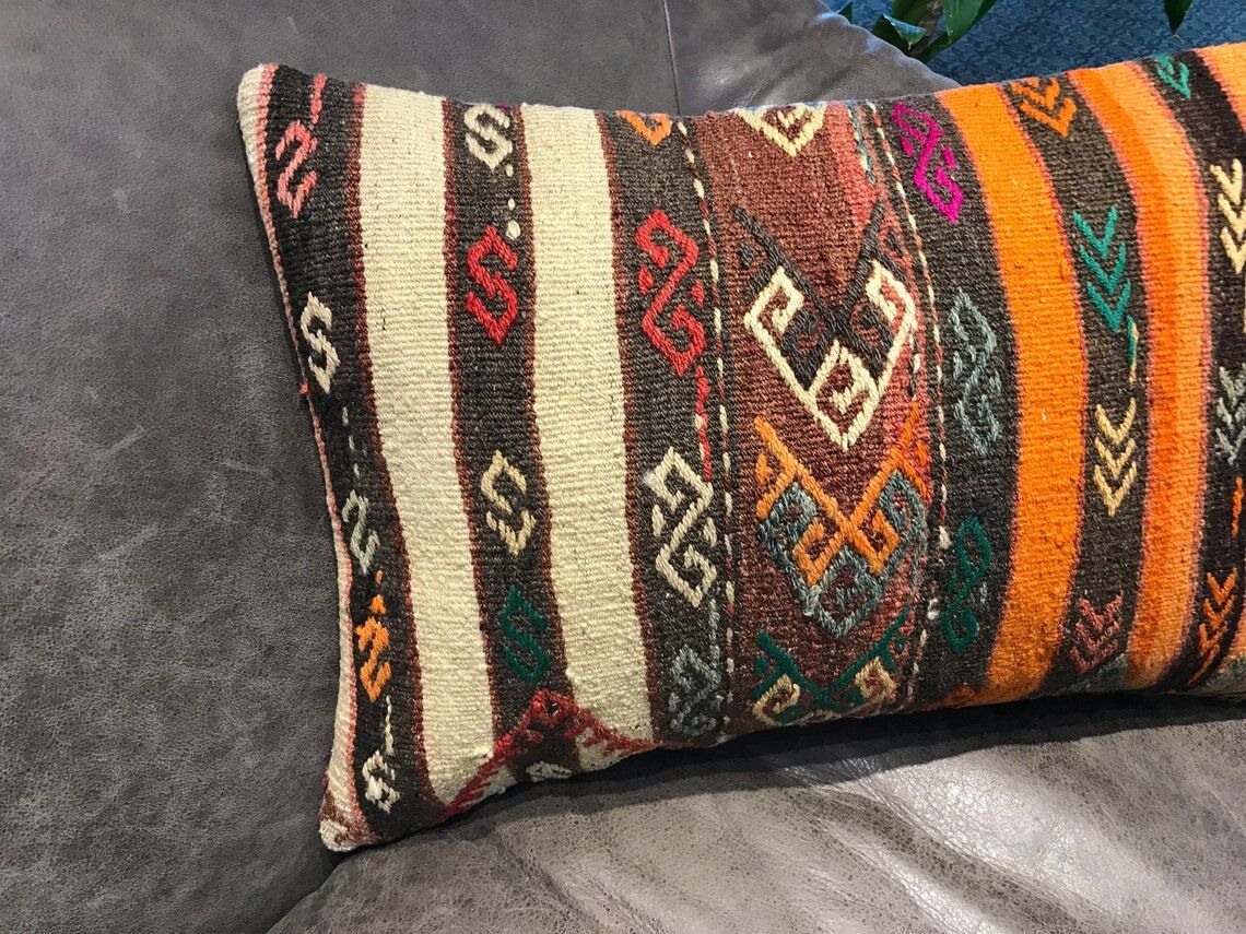 Vintage Orange Lumbar Cushion Cover 40x60cm