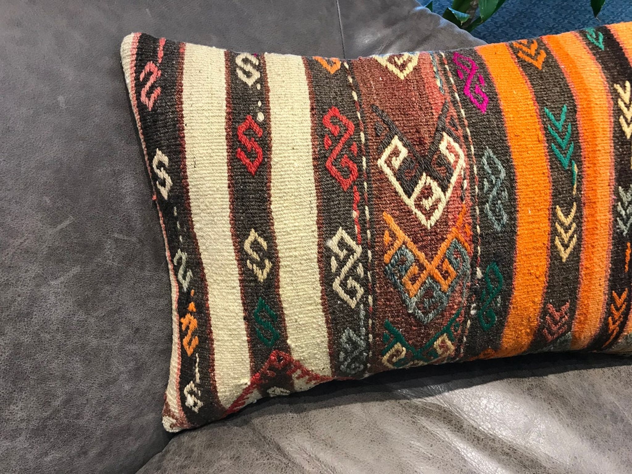 Vintage Orange Lumbar Cushion Cover 40x60cm