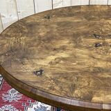 Guéridon anglais fin XIXème en placage de noyer, d'ébène et de buis