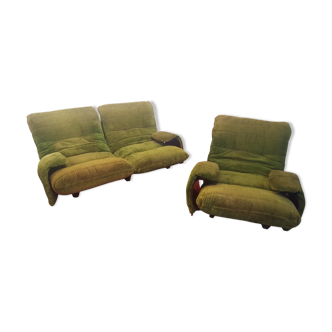 Sofa and its armchair by Michel Ducaroy, Ligne Roset 1970