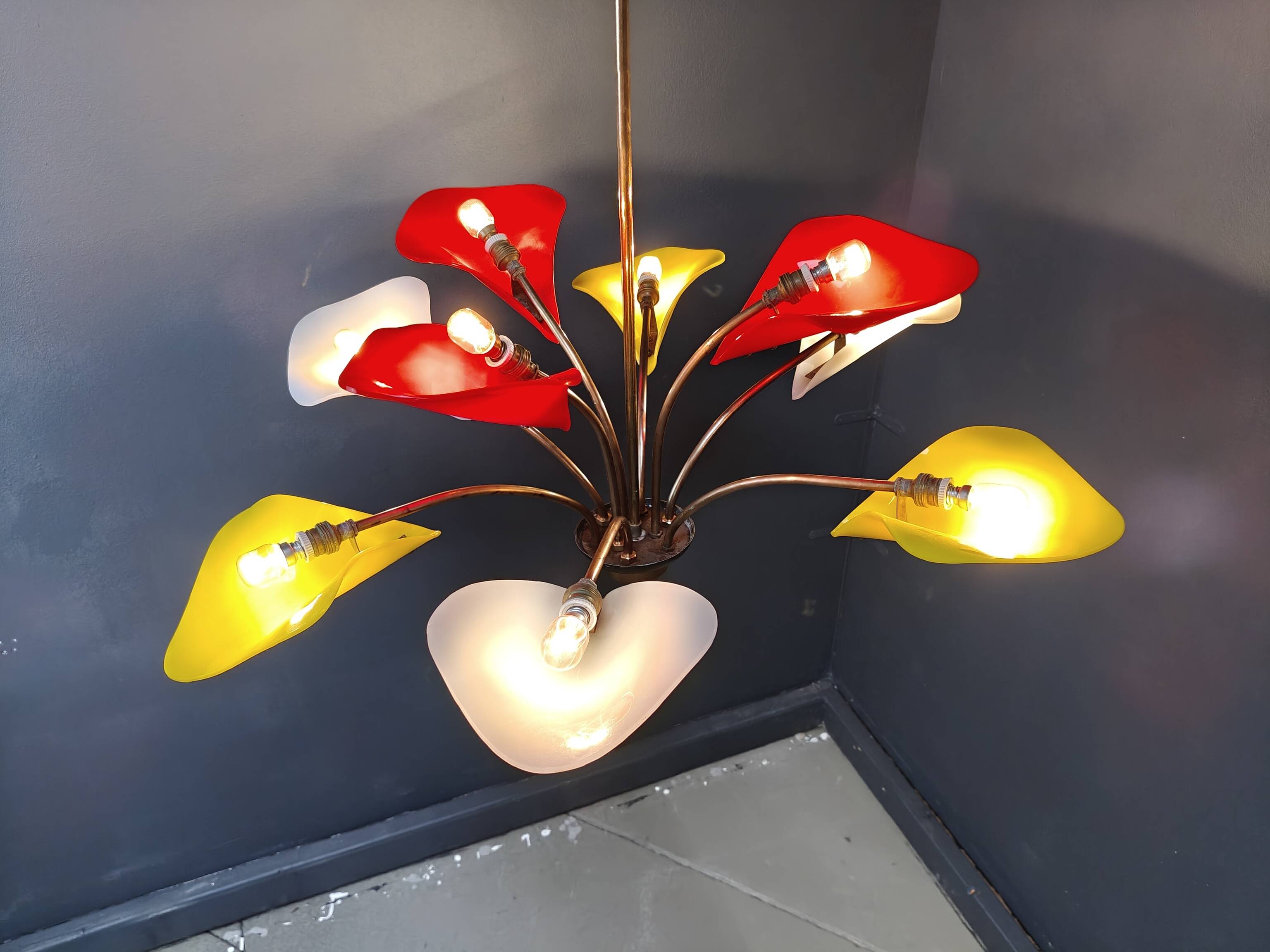 Vintage multi colour italian chandelier, 1960s