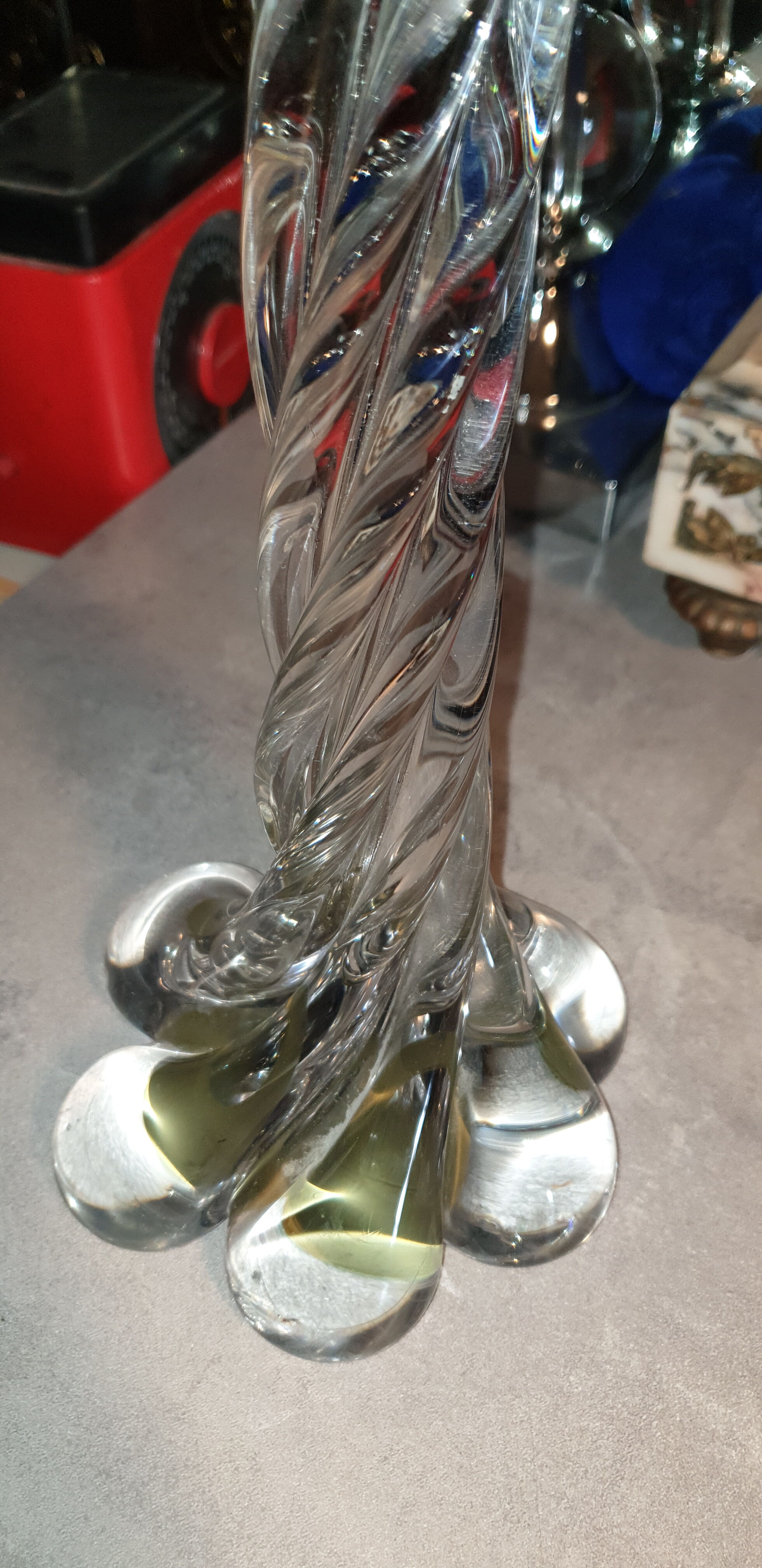 Vintage pressed molded glass lamp foot