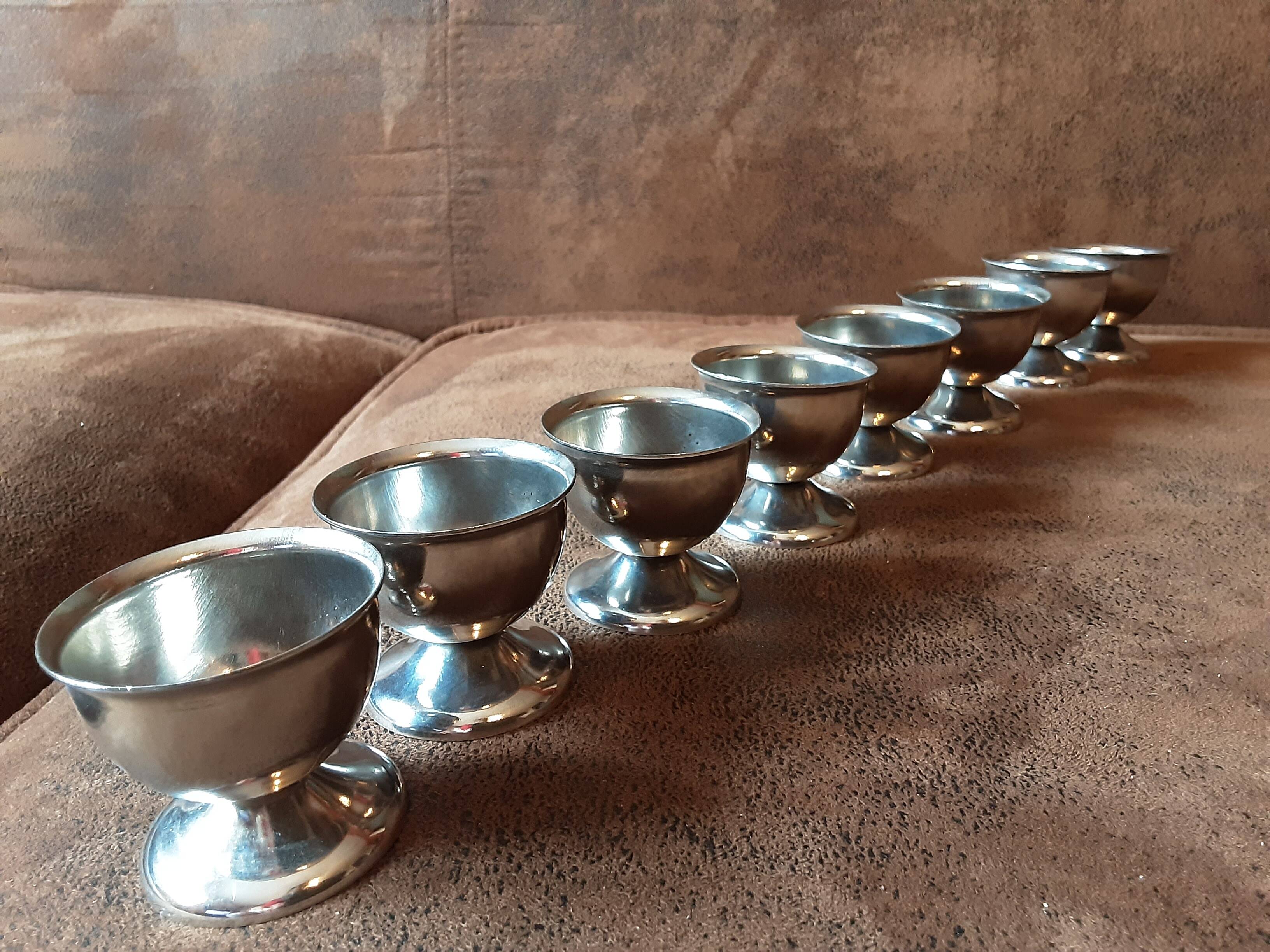 Set of 8 metal egg cups