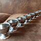 Set of 8 metal egg cups