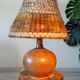 Lampe grés et laine brut, signée Alain Blanchard, 1970