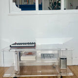 David Lange rolling side table in Plexiglas