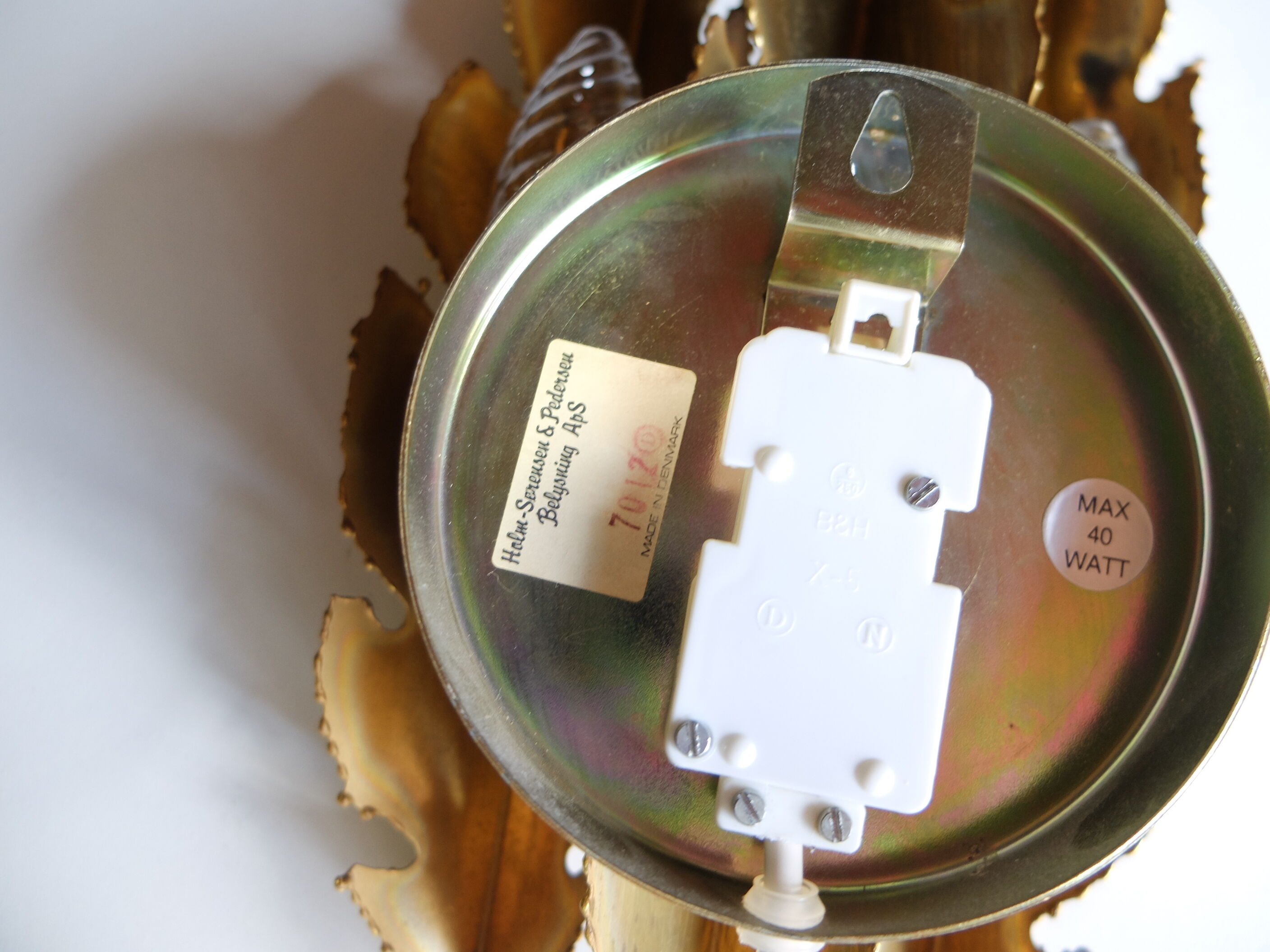 Scandinavian wall lamp by Svend Aage Holm, 1960 in brass