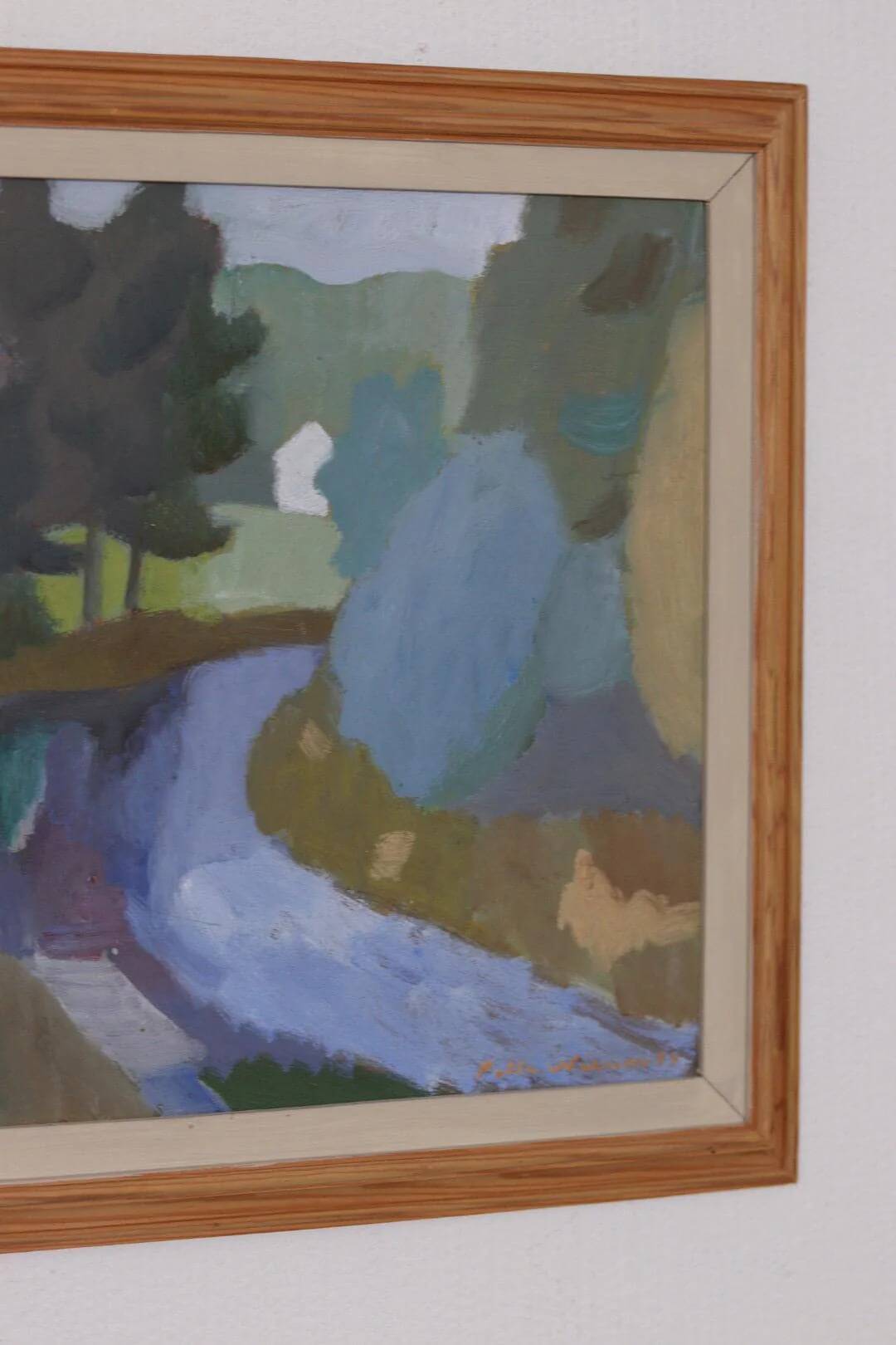 Original Swedish Oil on Panel – “House and Stream” by Pelle Nilsson, Dated
