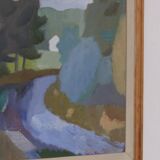 Original Swedish Oil on Panel – “House and Stream” by Pelle Nilsson, Dated