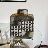 Large vintage square ceramic vase germany 1950