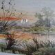 Watercolor signed Thinel, landscape, Marais Poitevin