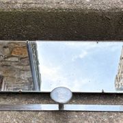 Vintage Wall Mirror with Hooks, Chrome & Mercury Glass, Space Age, 60s/70s