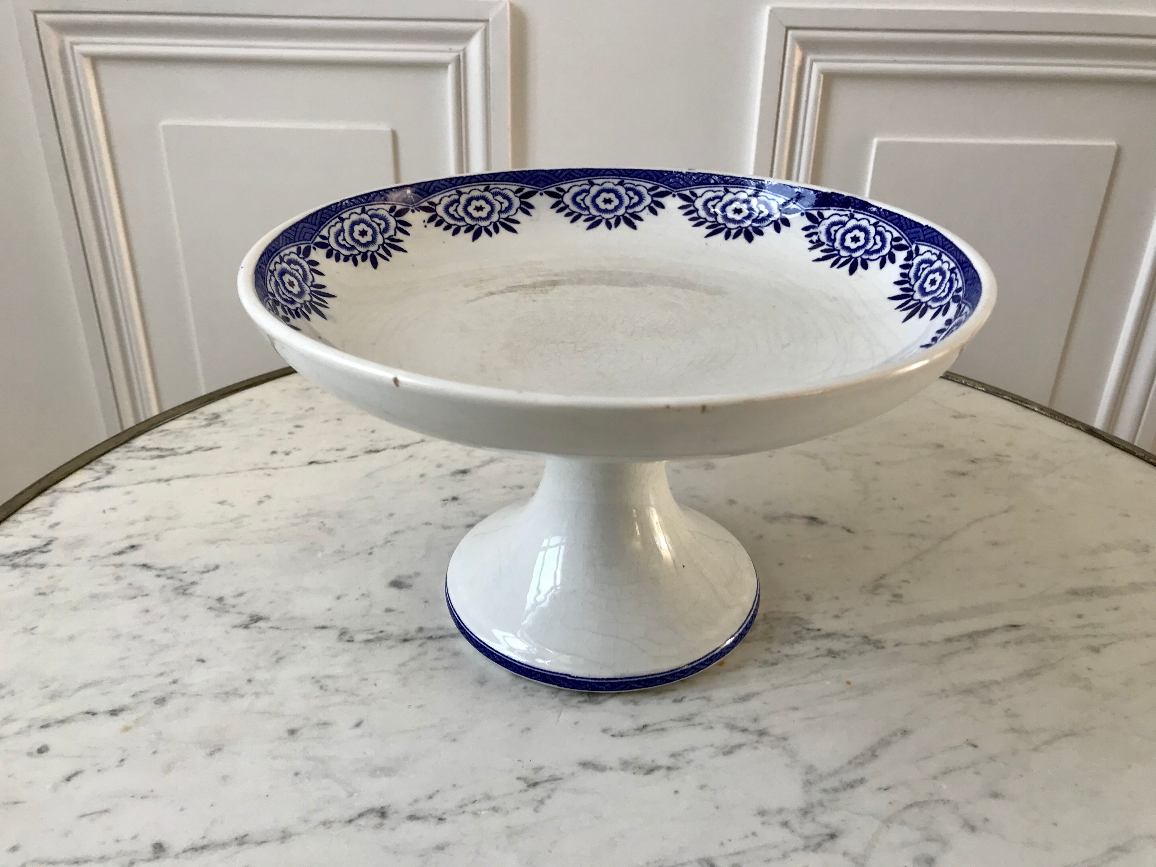 Compotier Terre de Fer Sarreguemines model "Capri" Casino early twentieth century