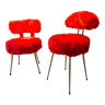 Paire de chaises pelfran moumoute rouge