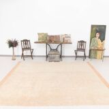 8x10 Pale Orange Beige Handmade Vintage Oushak Rug