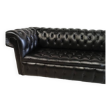 Black leather chesterfield sofa