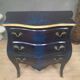 Commode de style Louis XV  laquée  bleu/noir