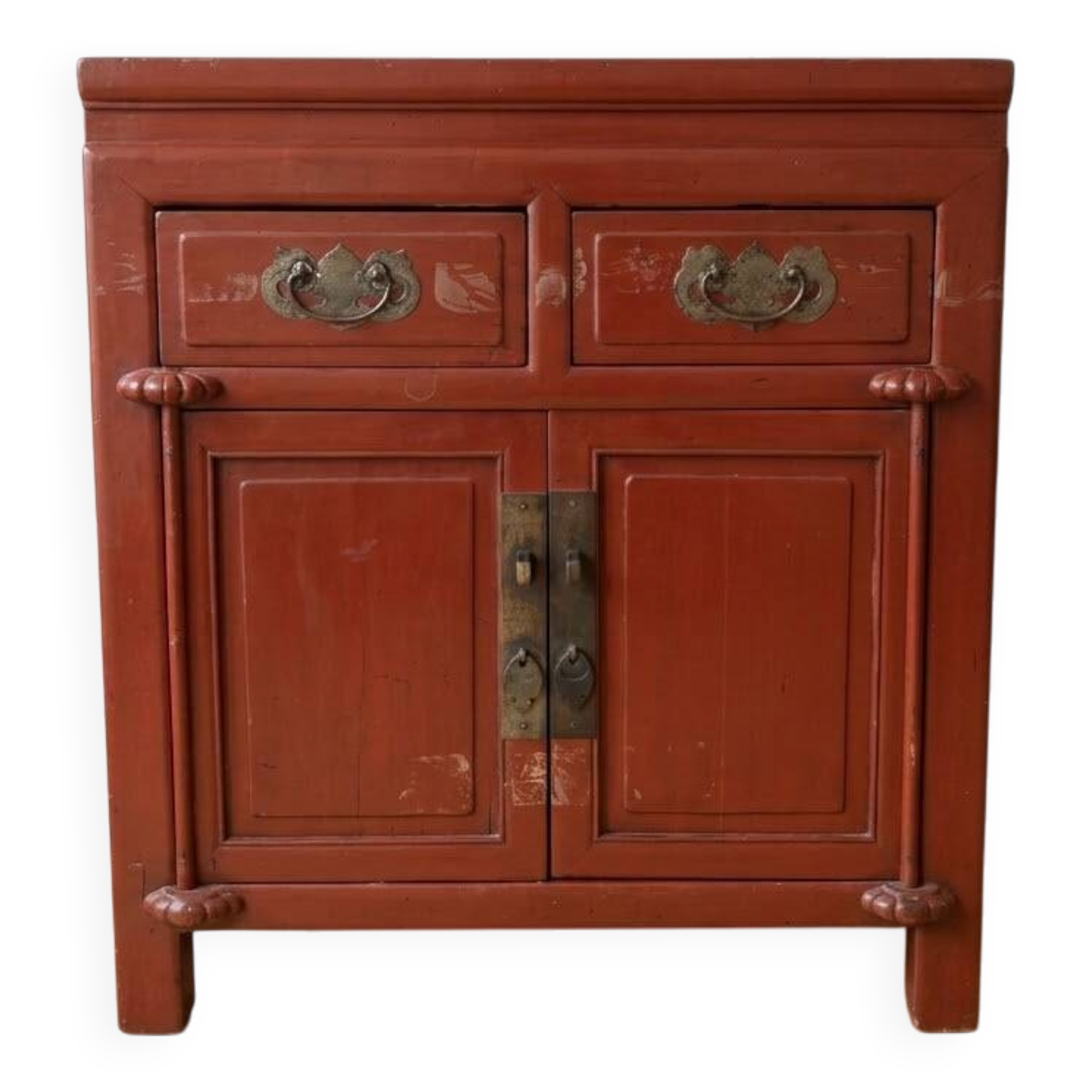 Chinese storage furniture in red lacquered wood