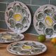 Set of 4 Belon earthenware oyster plates – 25 cm – yellow & green