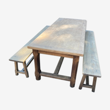 Farm table with benches