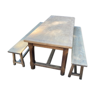 Farm table with benches