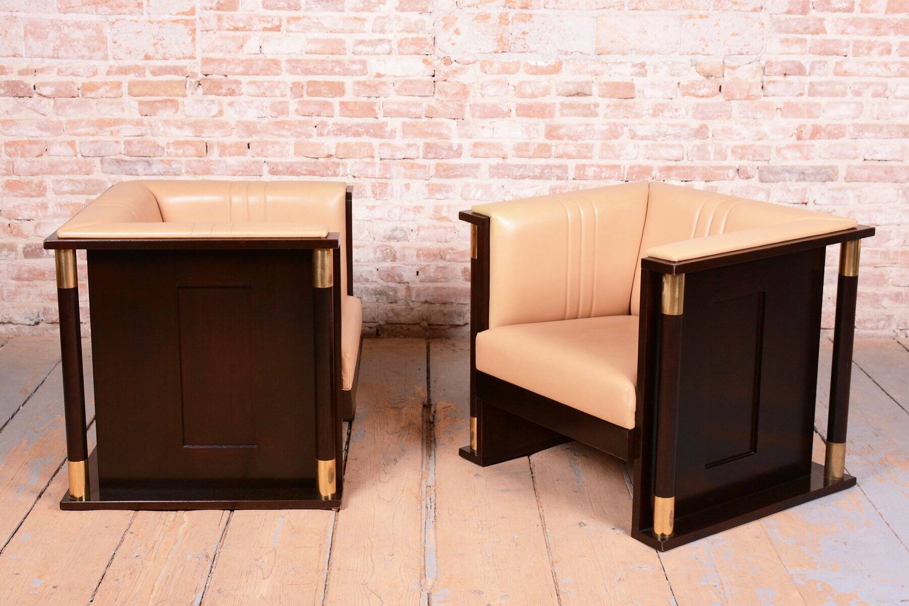 Art Nouveau Mahogany Armchairs from J. Hoffmann, Austria, 1910s, Set of 2
