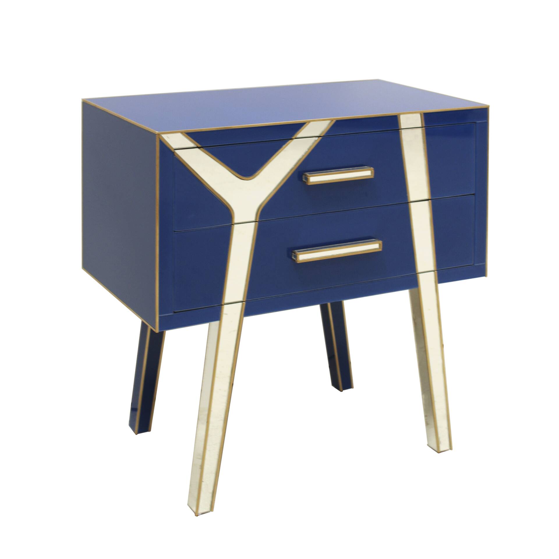 Contemporary Wood and Glass Italian Pair of Bedside Tables